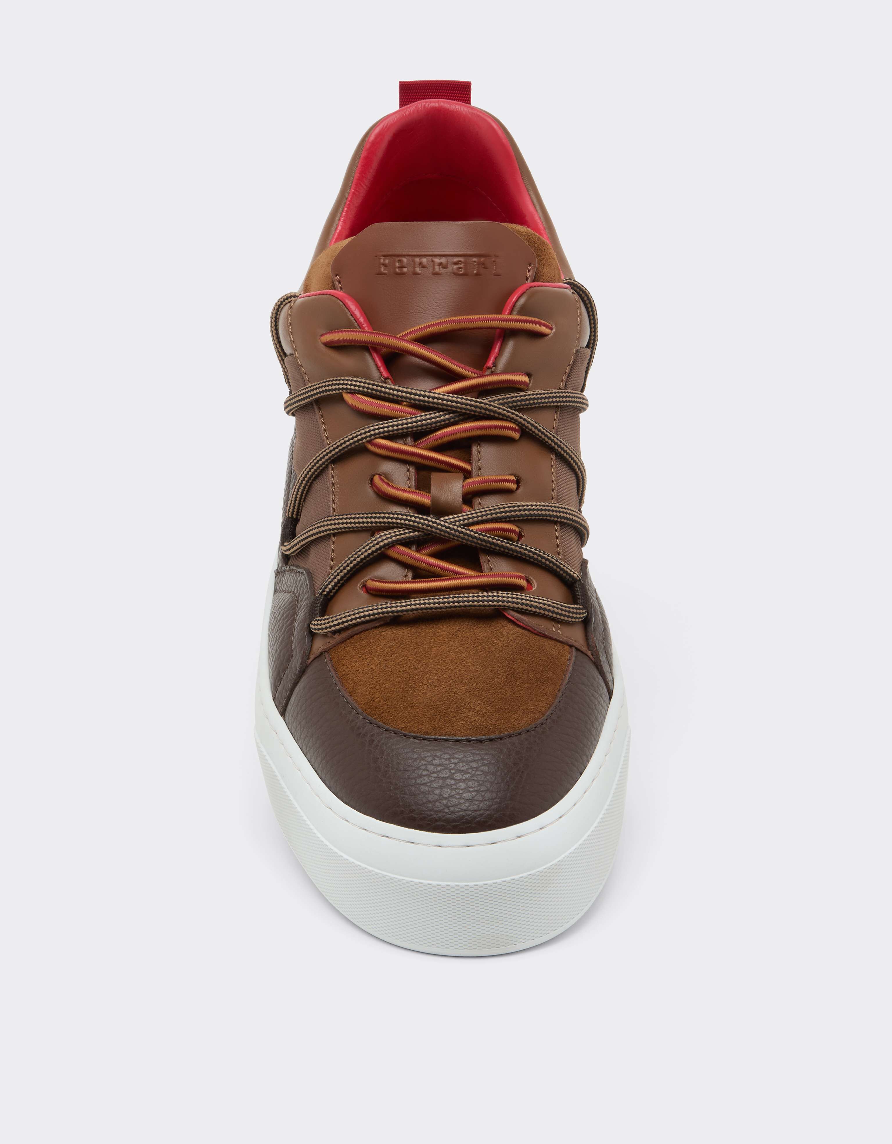 Low-top trainers in smooth and suede leather Ferrari Low-top trainers in smooth and suede leather Caffè CSMLT0006XA00015f