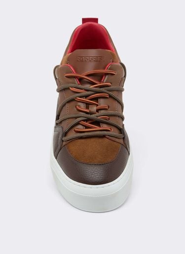 Low-top trainers in smooth and suede leather Ferrari Low-top trainers in smooth and suede leather Caffè CSMLT0006XA00015f