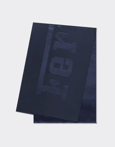 Ferrari Wool and silk scarf with Ferrari logo Navy 22718f