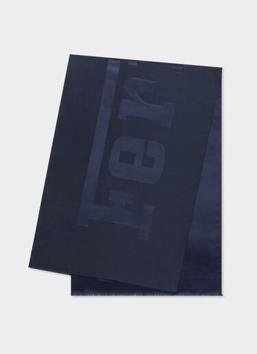 Ferrari Wool and silk scarf with Ferrari logo Navy 22718f