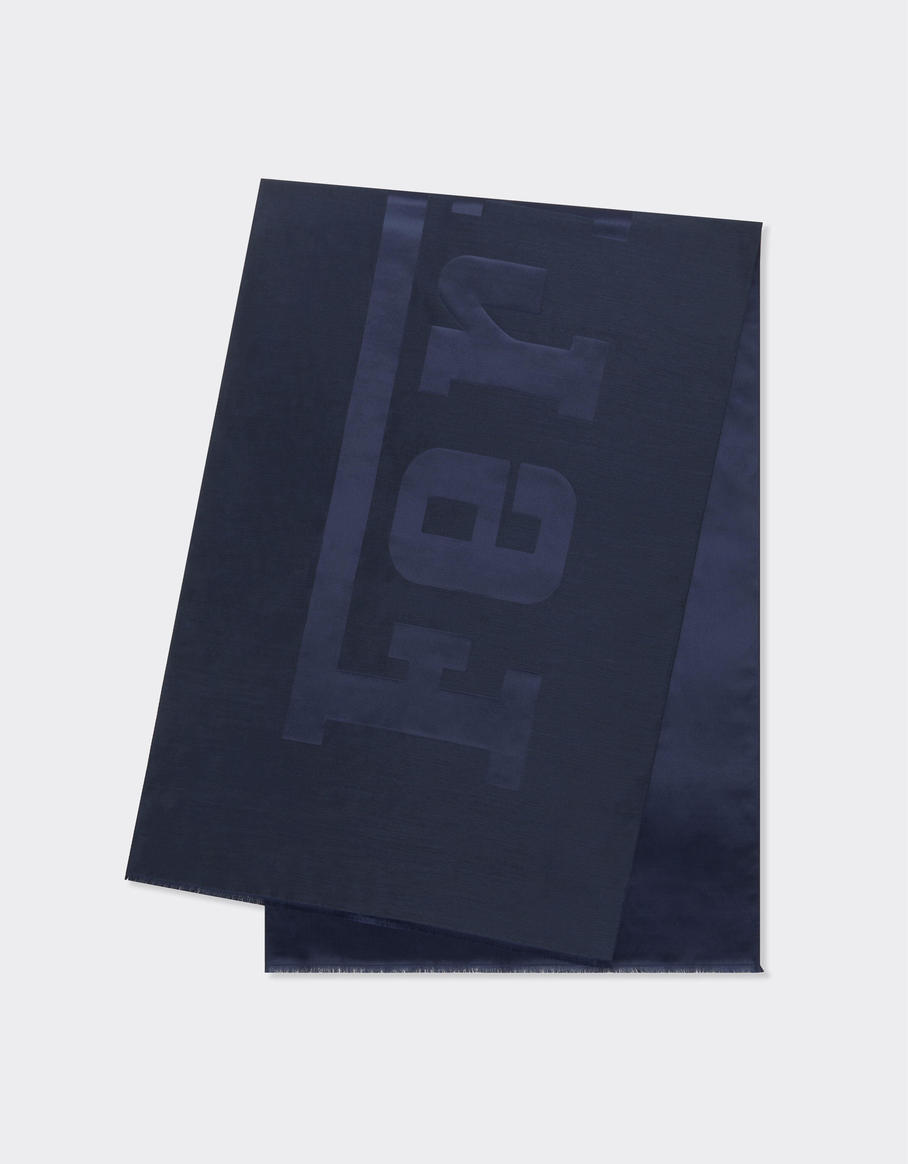 Ferrari Wool and silk scarf with Ferrari logo Navy 22718f