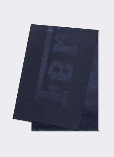 Wool and silk scarf with Ferrari logo Ferrari Wool and silk scarf with Ferrari logo Navy 22718f