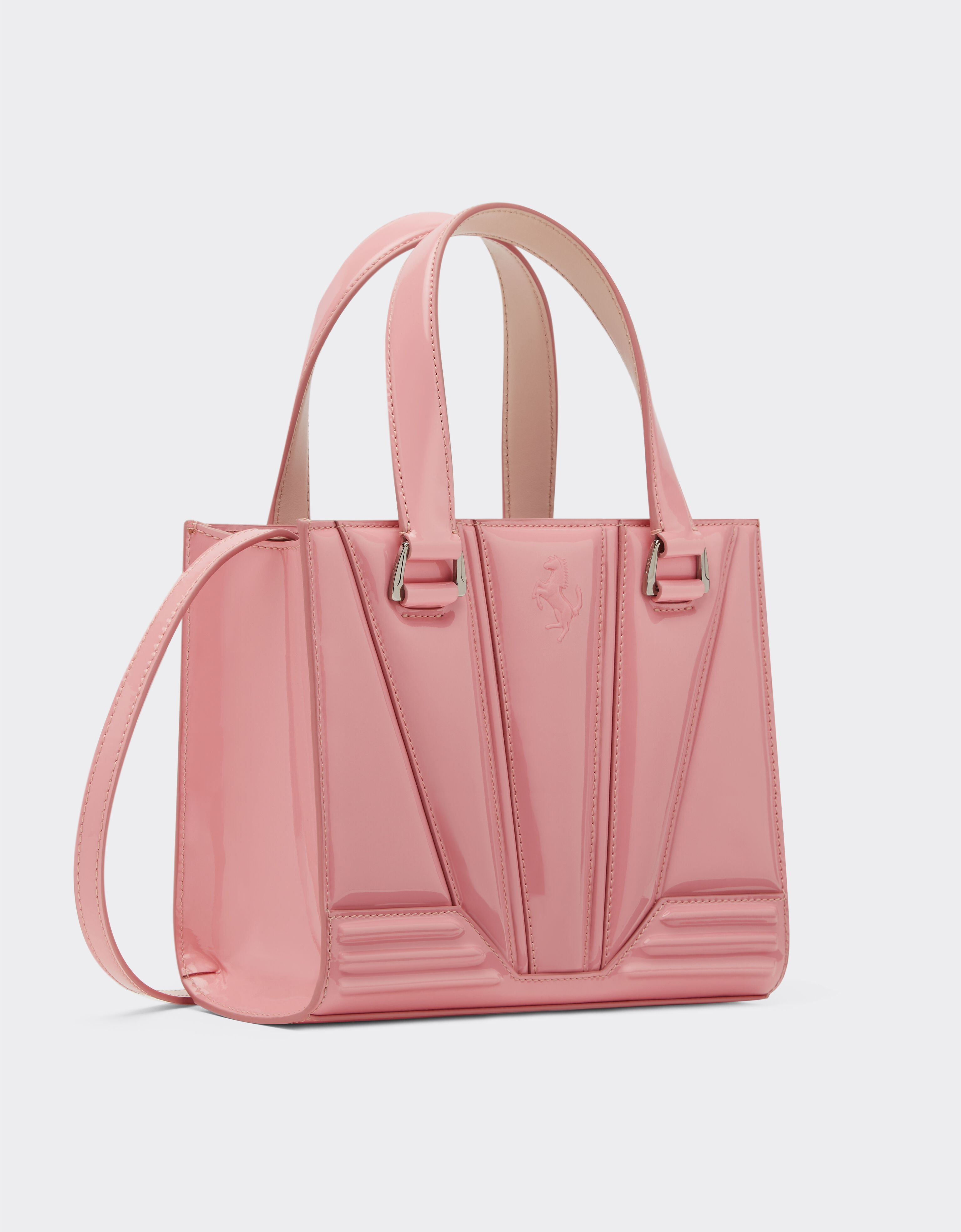 Ferrari mini tote GT Bag in patent leather in Peony Ferrari