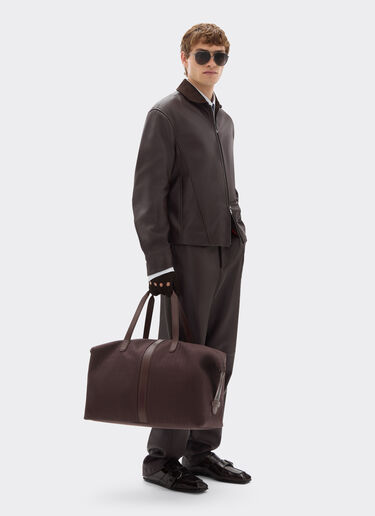 Ferrari Q-Cycle® jacquard duffle bag with Cavallino pattern Mahogany 49135f