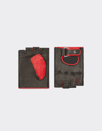 Ferrari Leather driving gloves with Prancing Horse detail Black 47148f