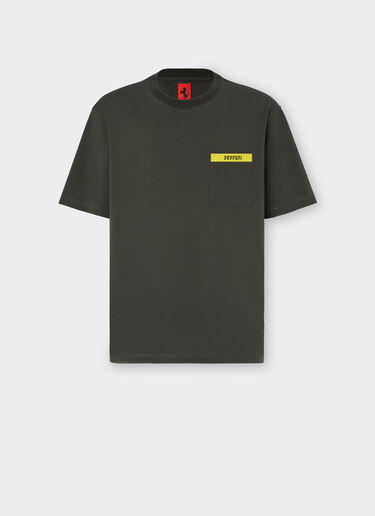Ferrari 对比感细节棉质 T 恤 军绿色 47825f