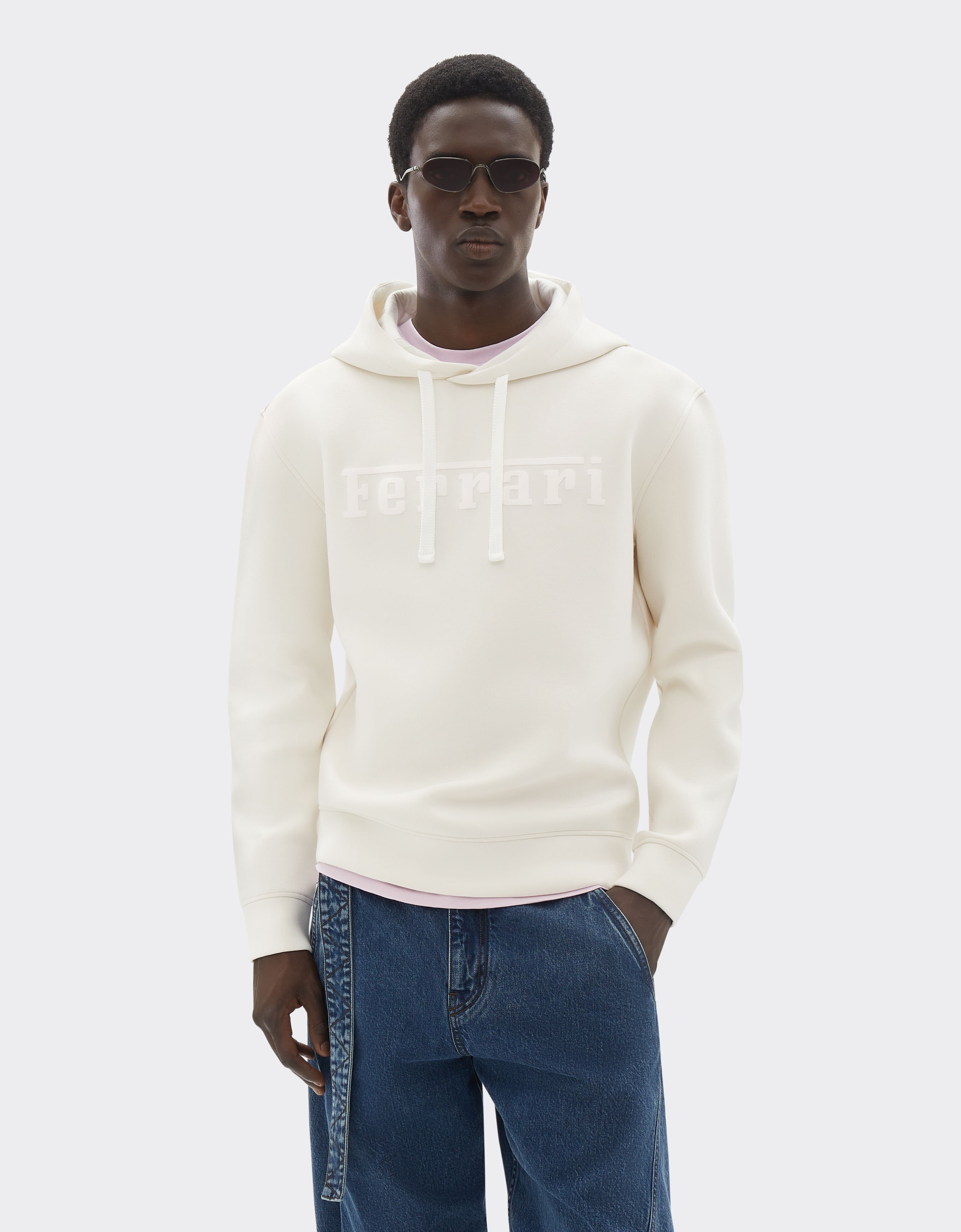 Ferrari Hooded sweatshirt in scuba Ivory 49280f