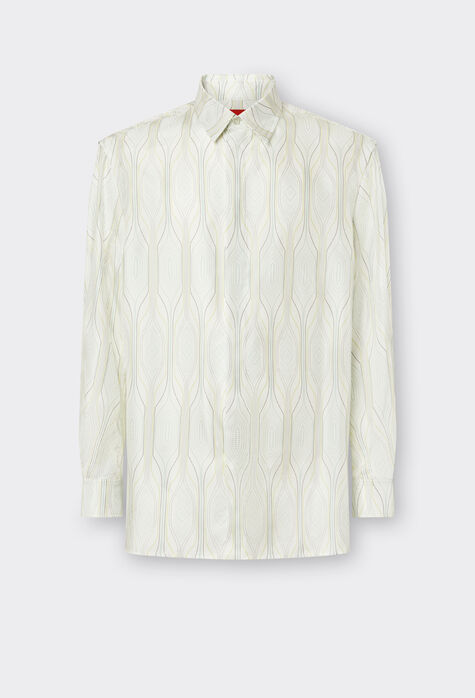 Ferrari Miami collection long-sleeved shirt in silk Optical White 48490f