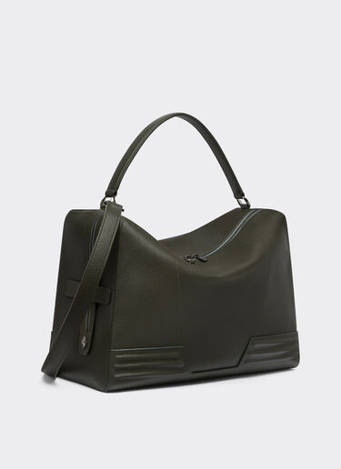 Ferrari Borsa duffle in pelle martellata Verde Militare 21371f