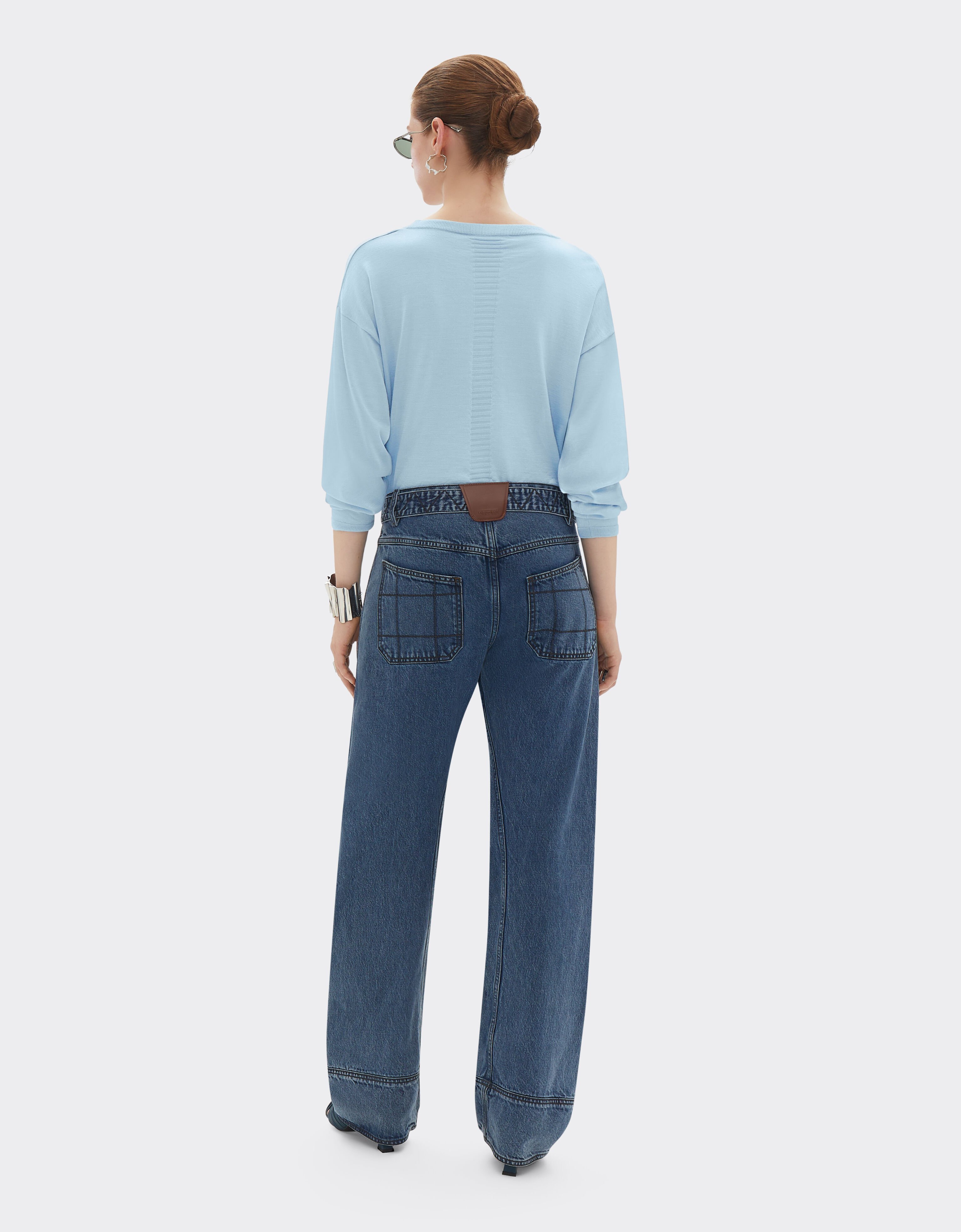 Ferrari Maglia cropped in cashmere e seta Blu Acciaio 22662f