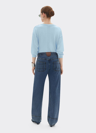 Maglia cropped in cashmere e seta Ferrari Maglia cropped in cashmere e seta Blu Acciaio 22662f