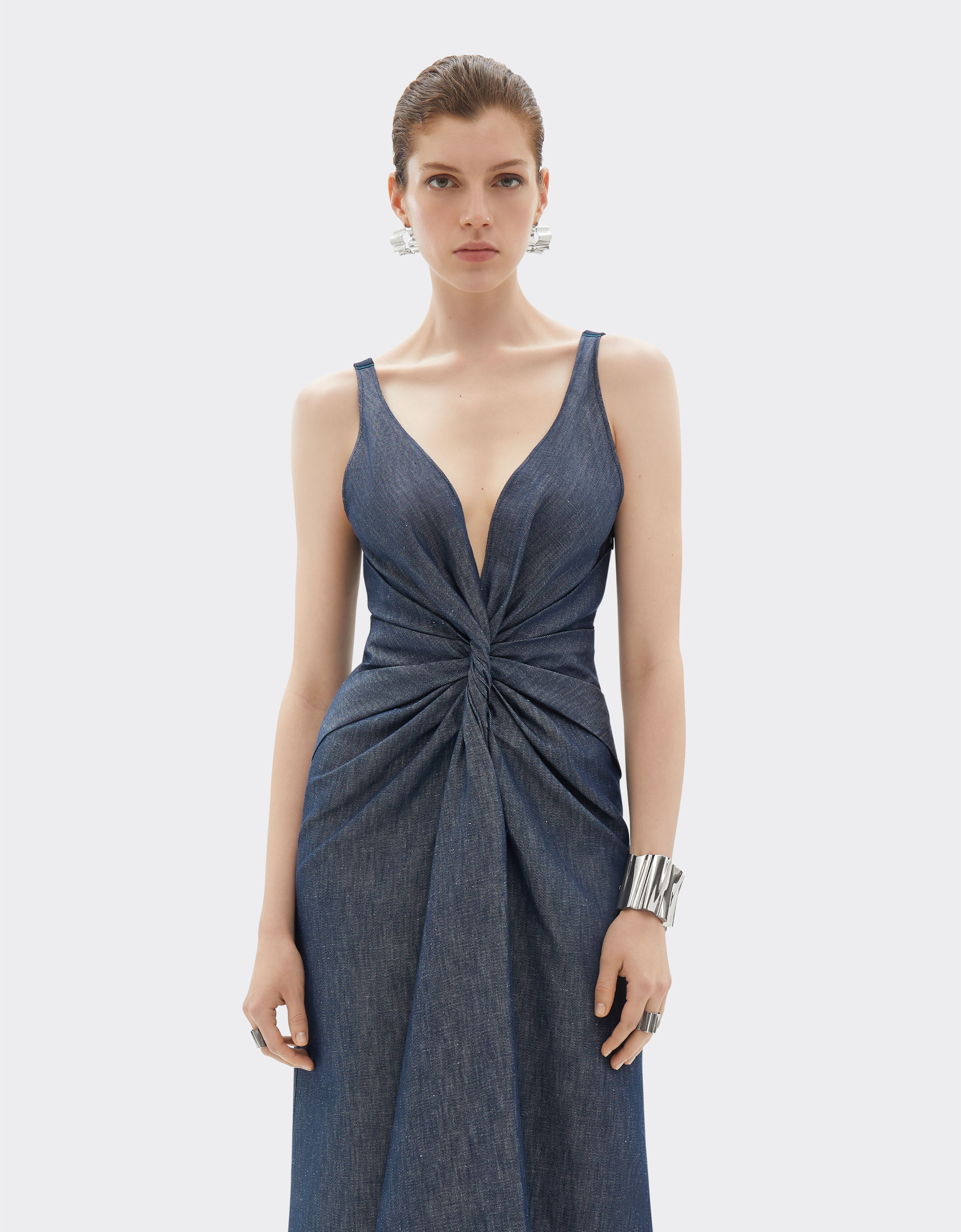 Ferrari Abito midi in tricotina effetto denim Denim Scuro 22446f
