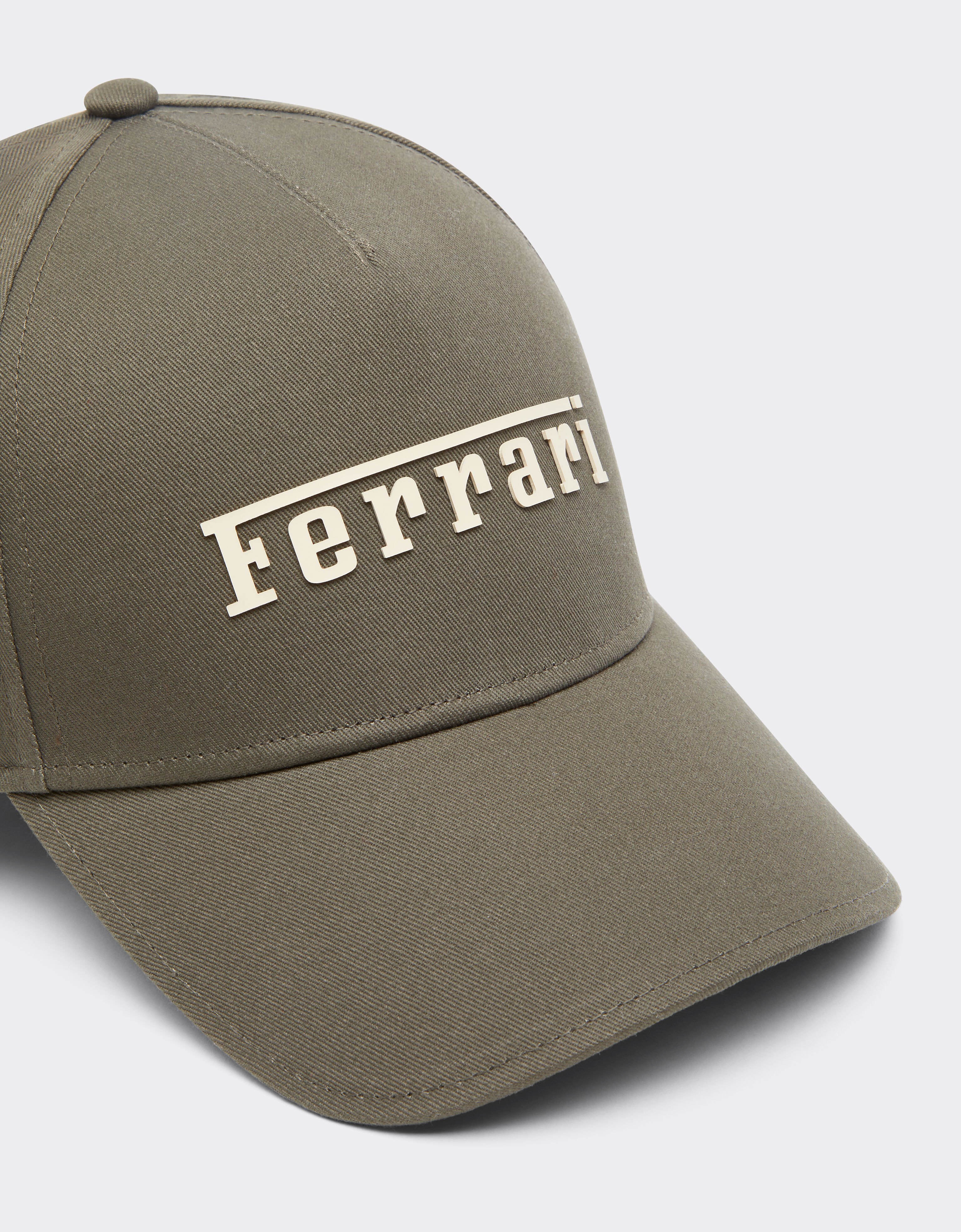 Ferrari Baseball cap with rubberized Ferrari logo Khaki Green 20403f