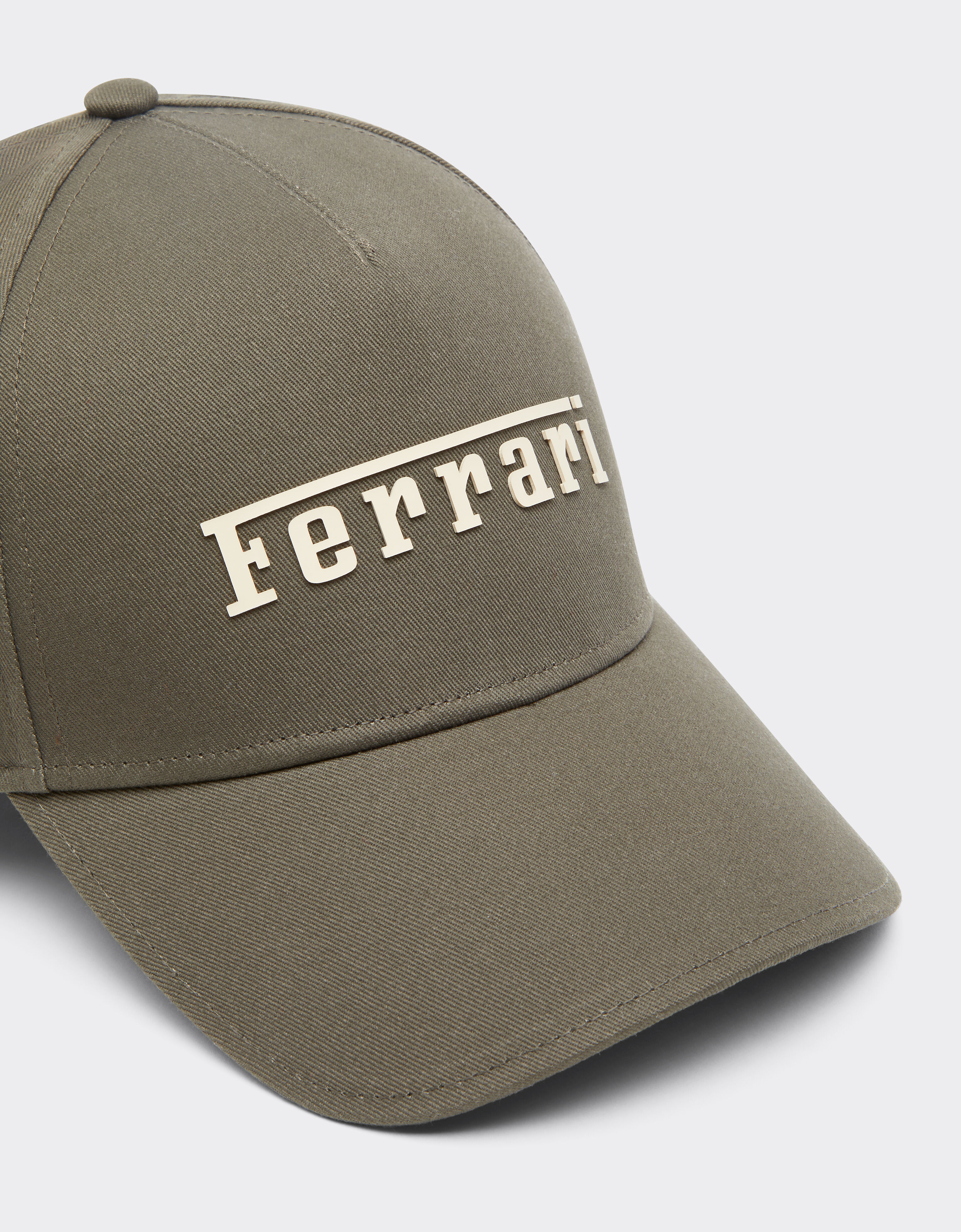Ferrari Baseball cap with rubberized Ferrari logo Khaki Green 20403f