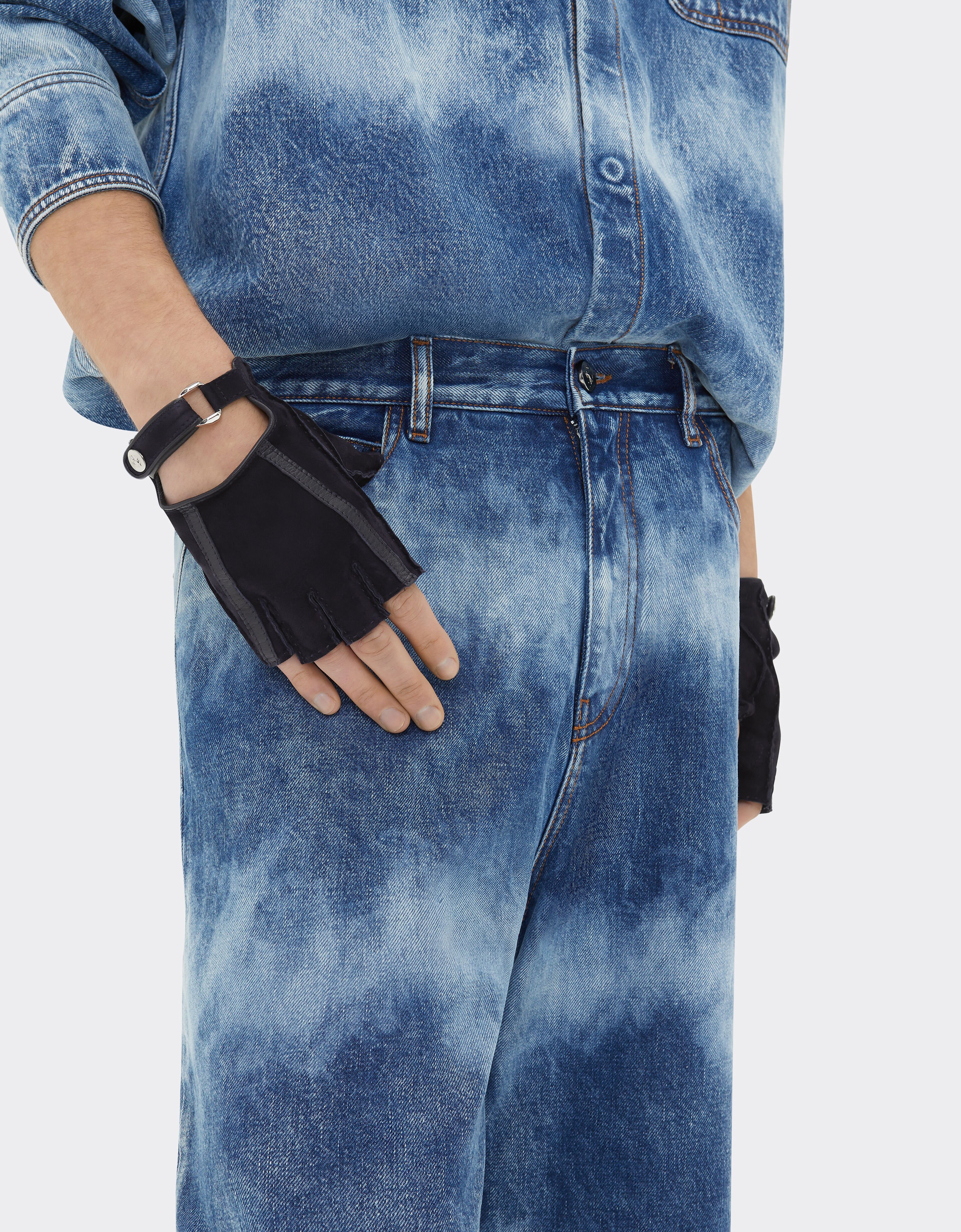 Ferrari Gants de pilote Ferrari en daim sans doigts x Charles Leclerc Bleu marine 22294f