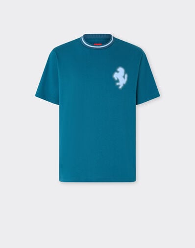 Ferrari Cotton T-shirt with embossed Prancing Horse Peacock 49119f