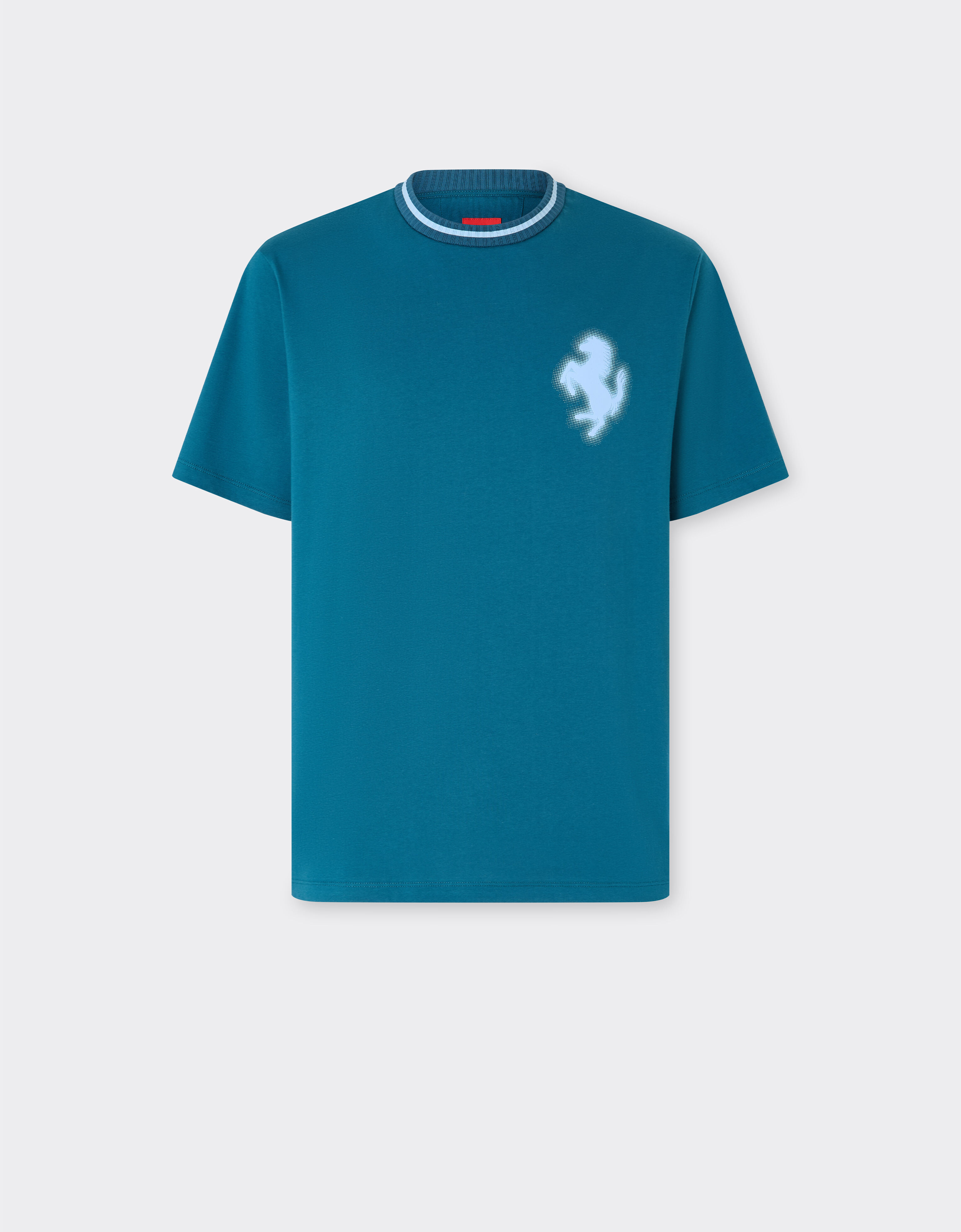 Ferrari Cotton T-shirt with embossed Prancing Horse Peacock 49119f