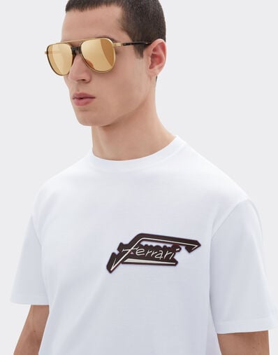 Ferrari T-shirt en coton avec patch Ferrari Optical White 50825f