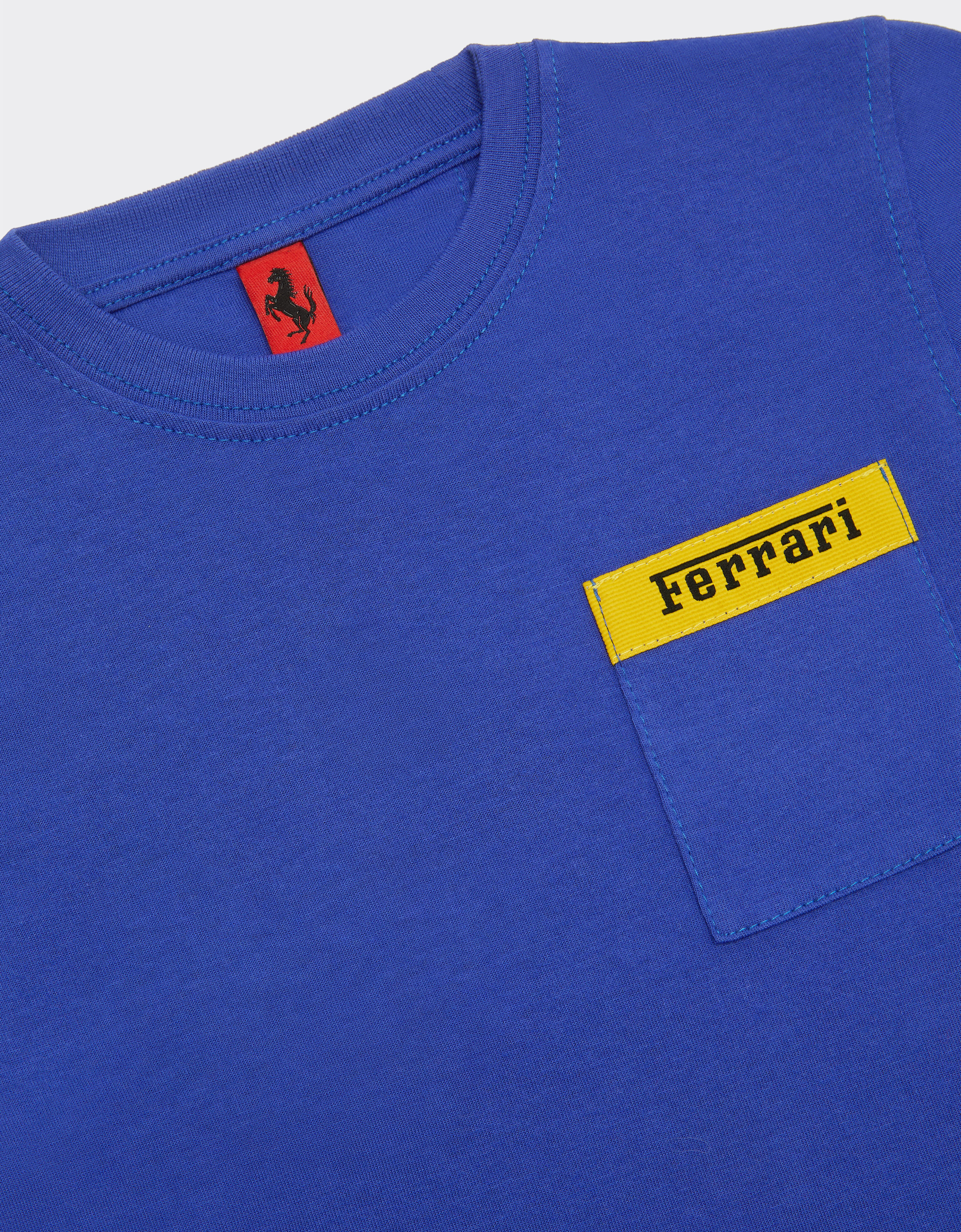 Ferrari コットン Tシャツ Ferrariロゴ アンティークブルー 20162fK