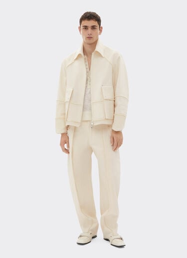 Ferrari Pantalon en coton malfilè Avorio 51028f