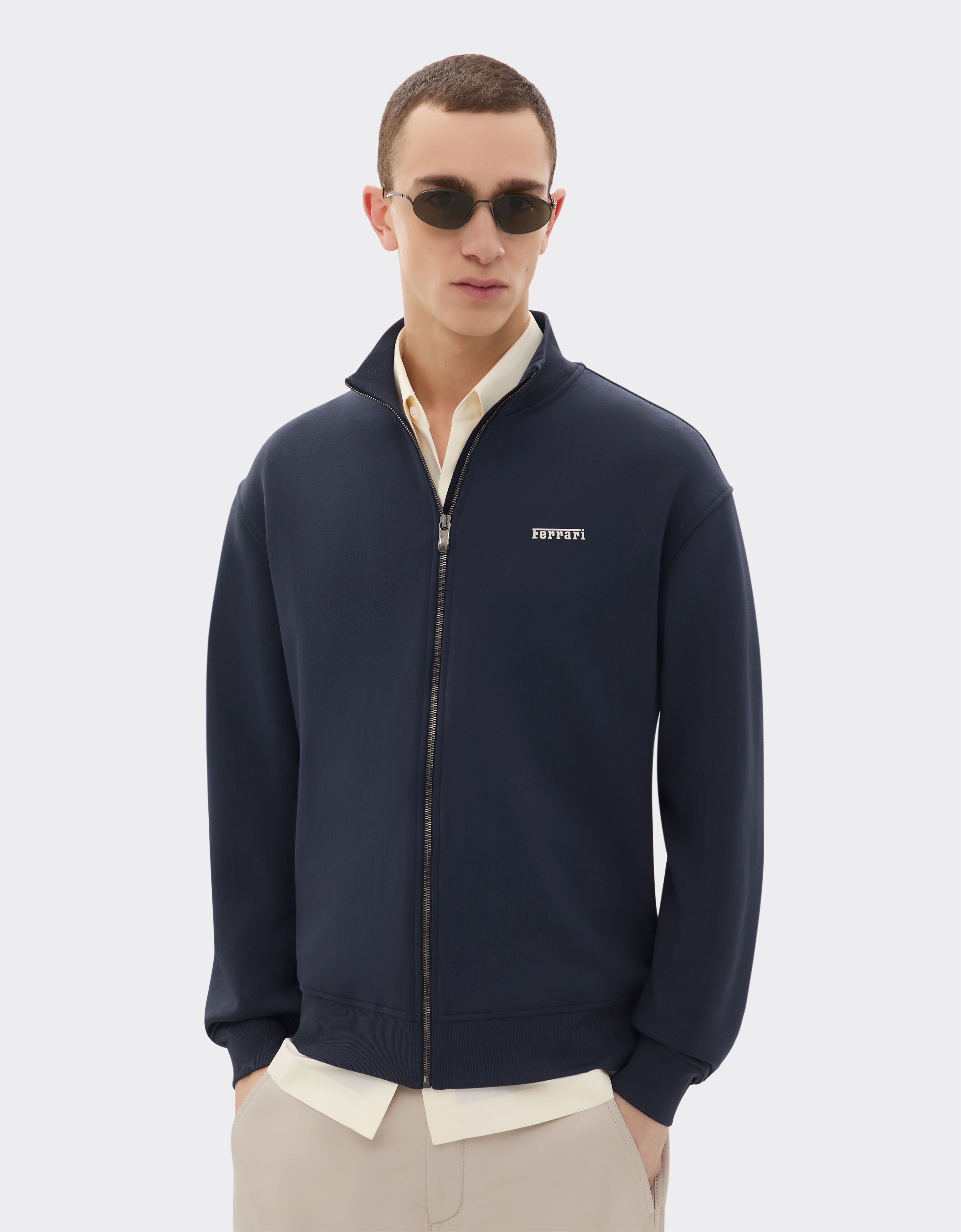 Ferrari Sweater in technical fabric with zip Navy 21192f