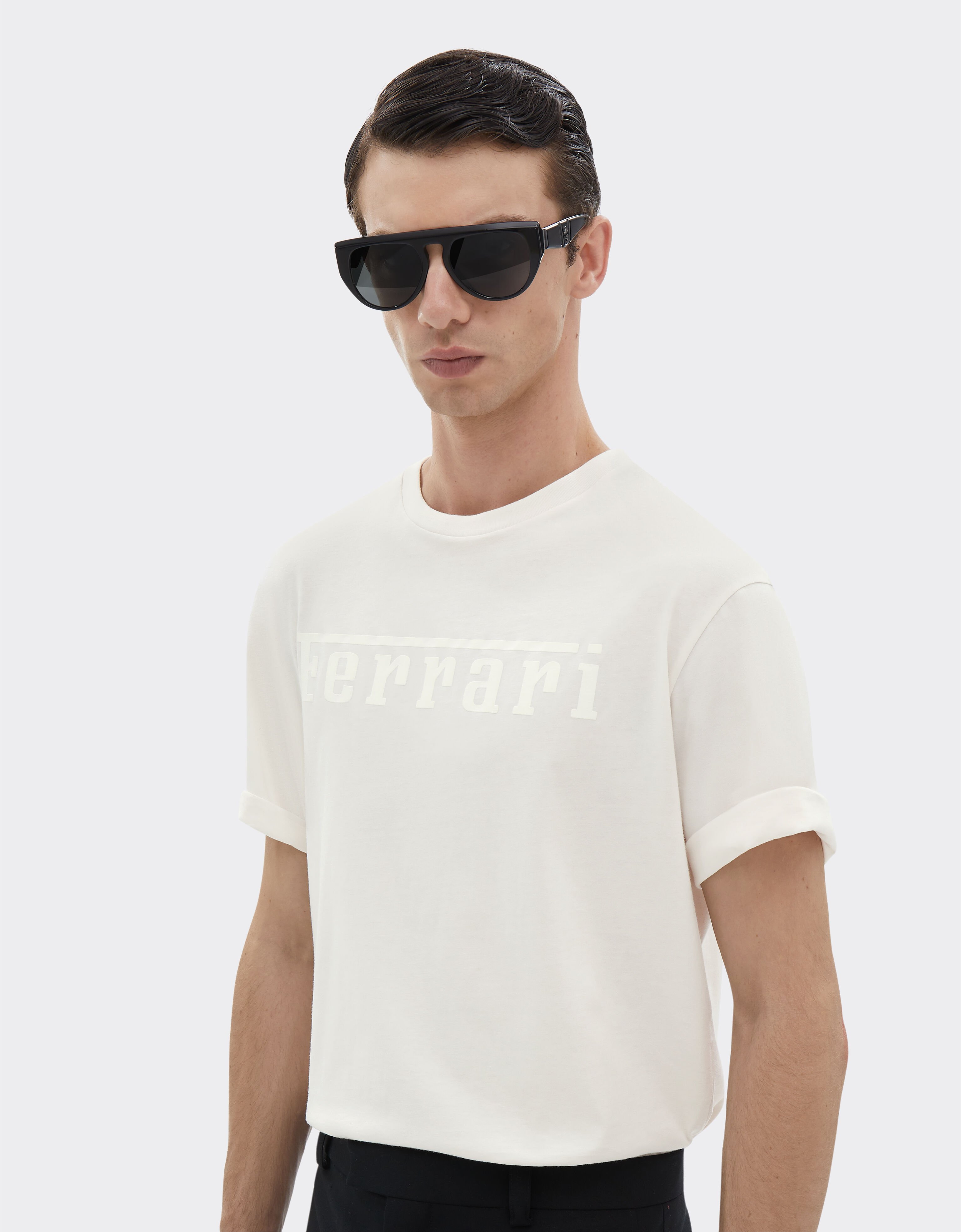 Ferrari Cotton T-shirt with Ferrari logo Ivory 21179f