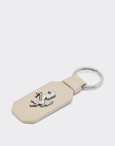 Ferrari Leather keychain with prancing horse Chalk 49222f