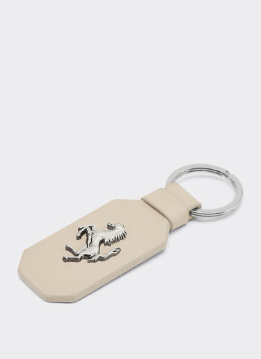 Ferrari Leather keychain with prancing horse Chalk 49222f