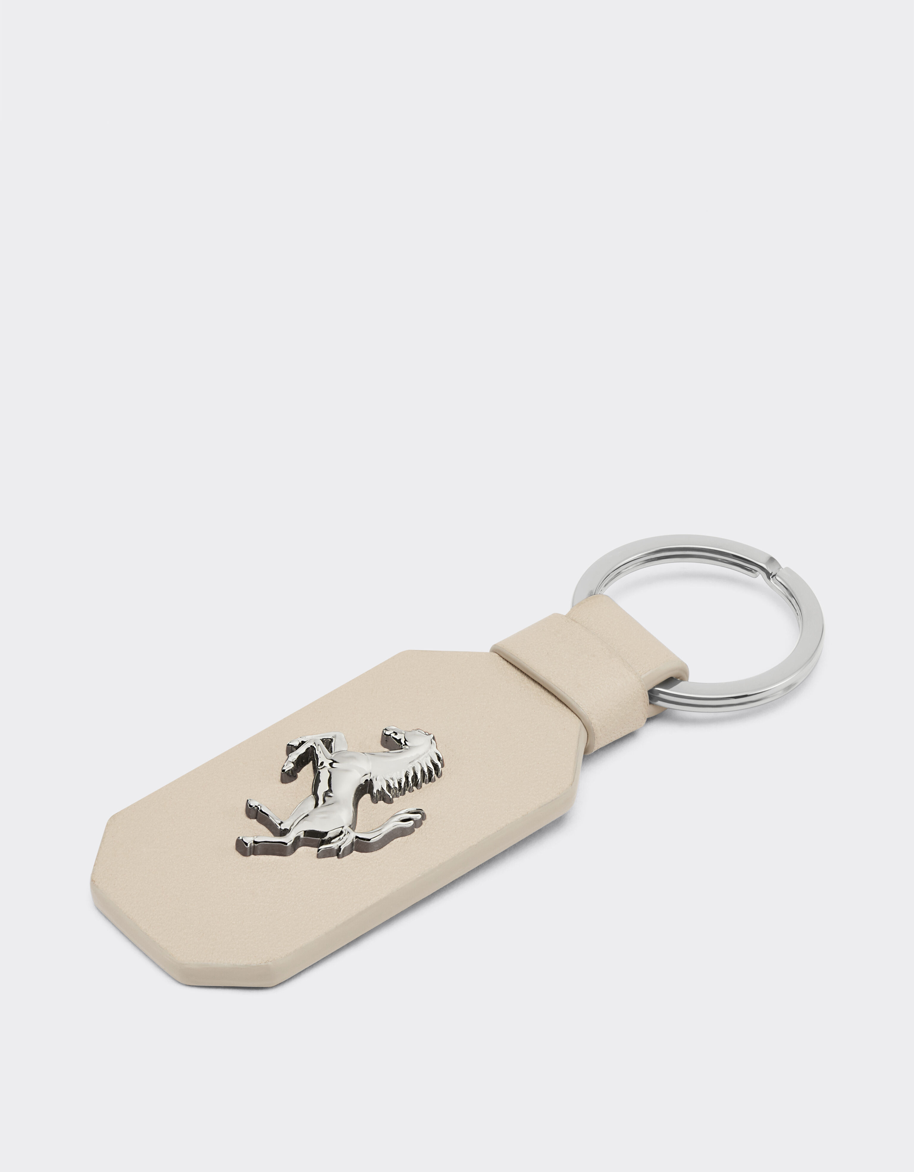 Ferrari Leather keychain with prancing horse Chalk 49222f
