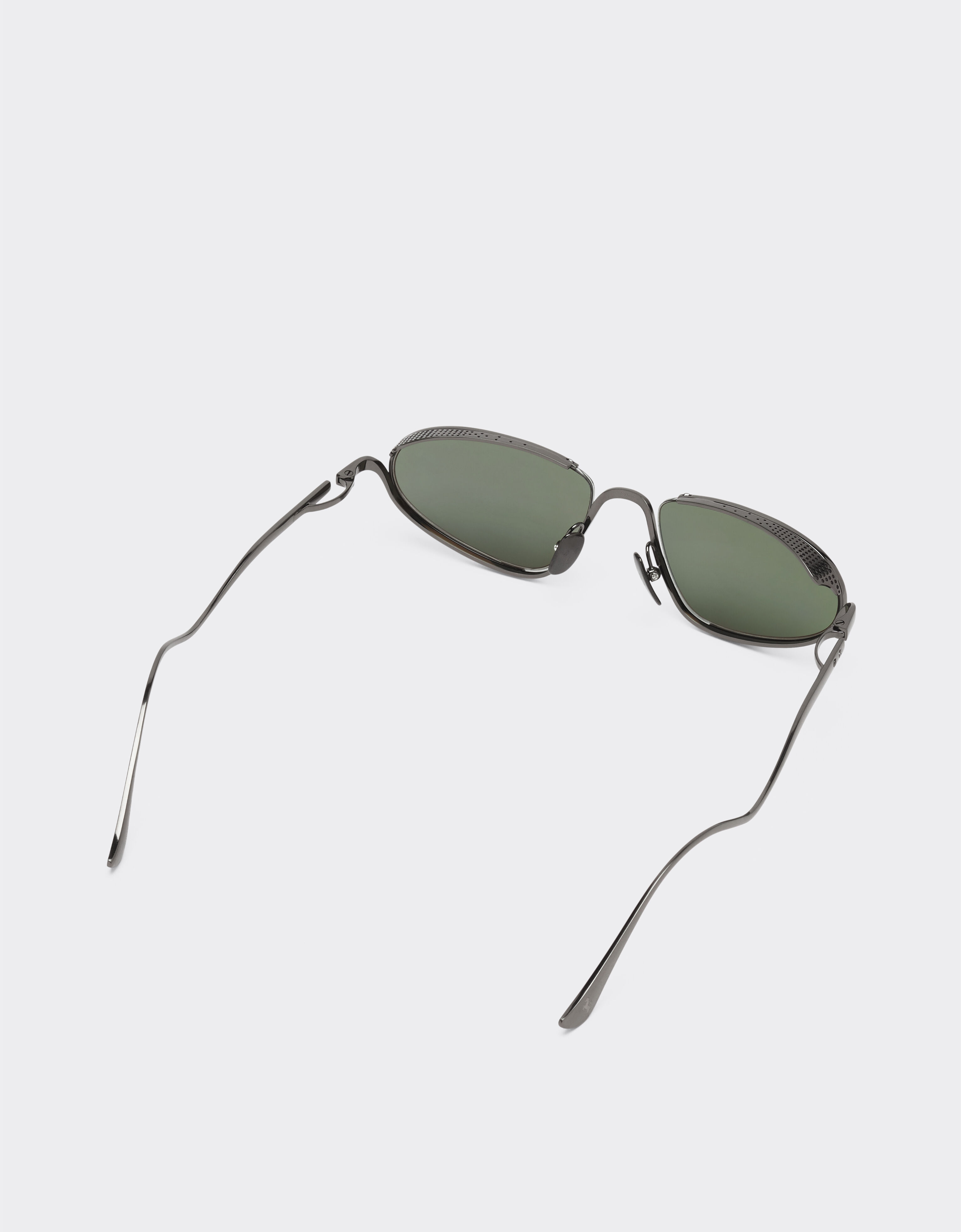 Ferrari Ferrari sunglasses in gunmetal grey titanium with green lenses Ingrid LA02Tf
