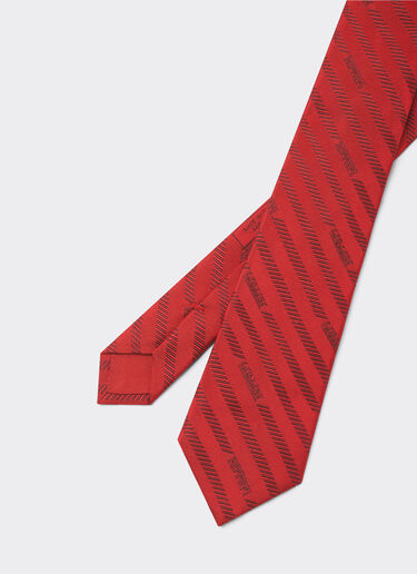 Ferrari Silk twill tie with regimental pattern Maison Red 50160f