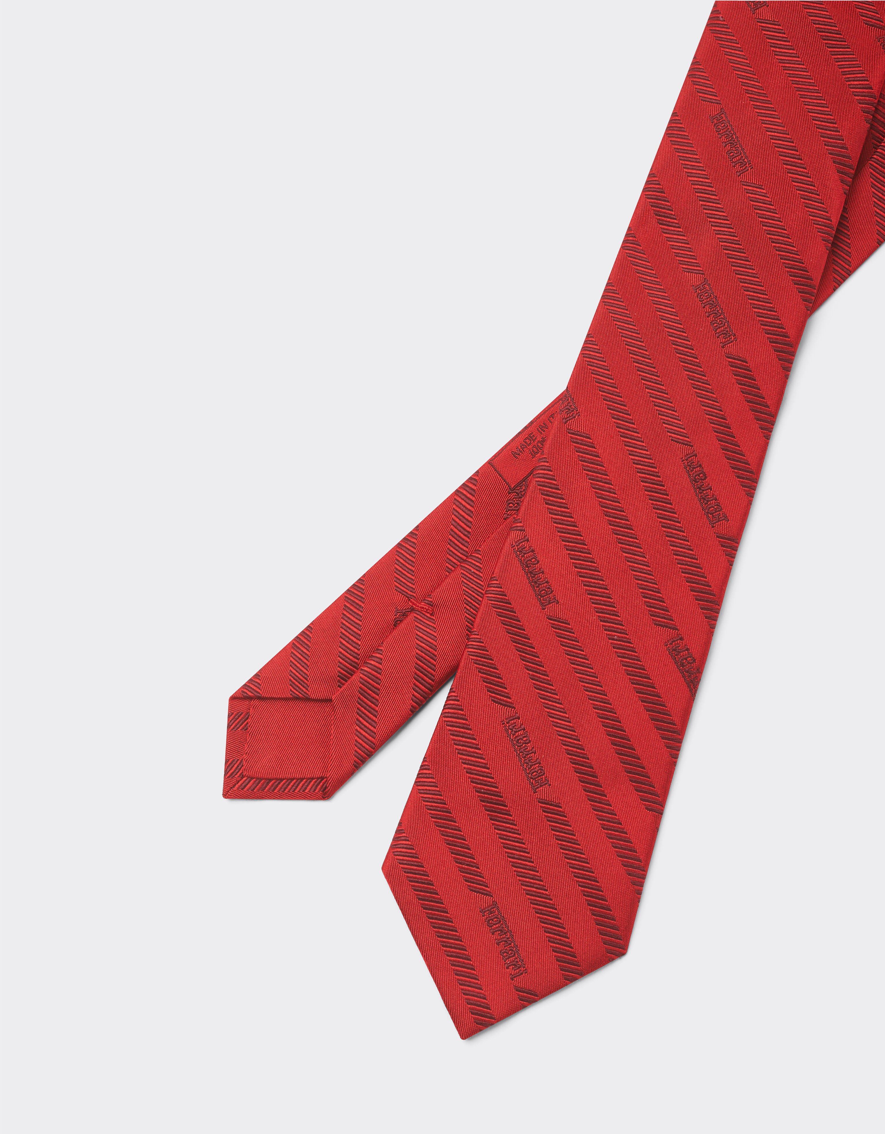 Ferrari Silk twill tie with regimental pattern Maison Red 50160f