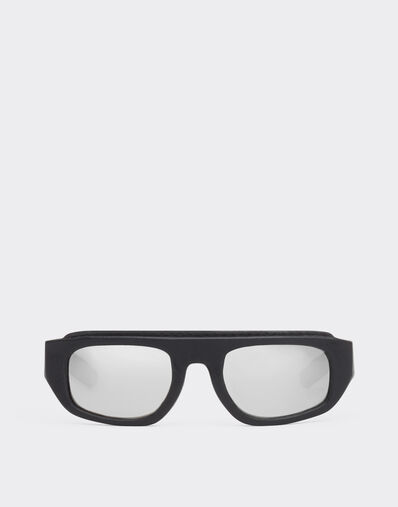 Ferrari Black Ferrari sunglasses in acetate and leather with silver mirror lens Black F1543f