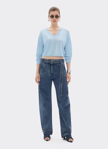 Maglia cropped in cashmere e seta Ferrari Maglia cropped in cashmere e seta Blu Acciaio 22662f
