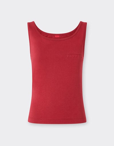 Ferrari Tank top in cotone con logo Ferrari Maison Red 50848f