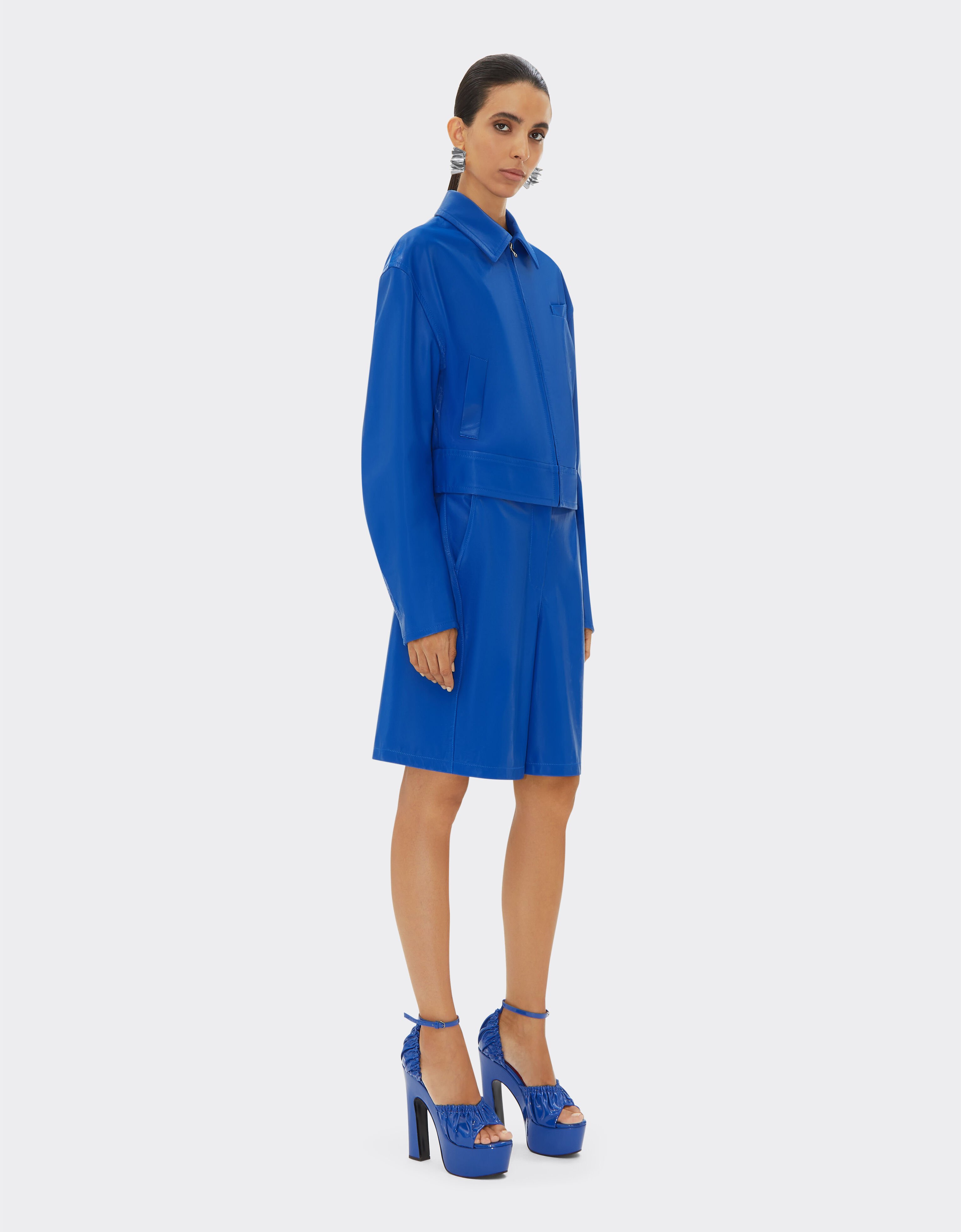 Ferrari Bomber jacket in liquid leather Klein Blue 21883f