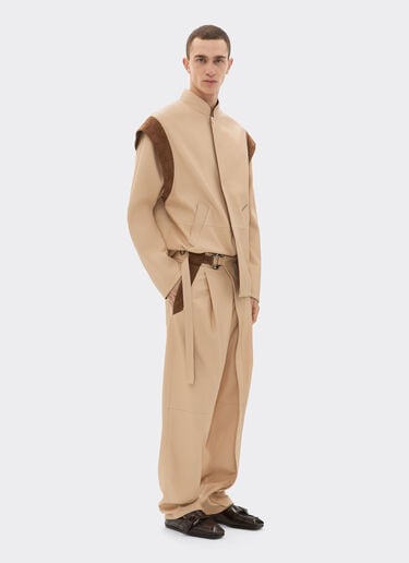 Trousers in nappa and suede Ferrari Trousers in nappa and suede Chalk 22585f
