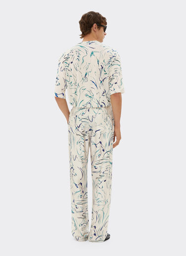 Ferrari Silk trousers with Cavallino print Ecru 21898f