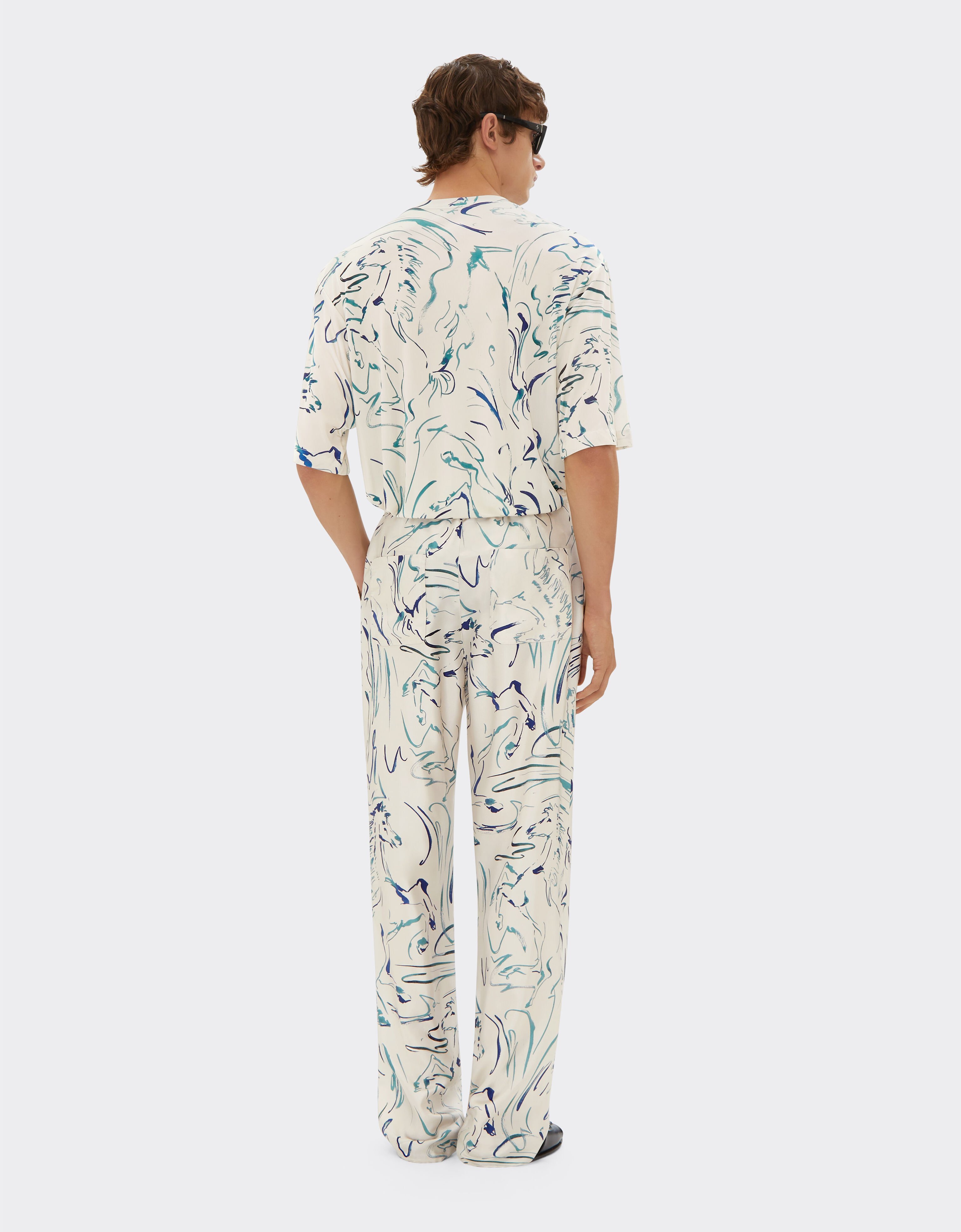 Ferrari Silk trousers with Cavallino print Ecru 21898f