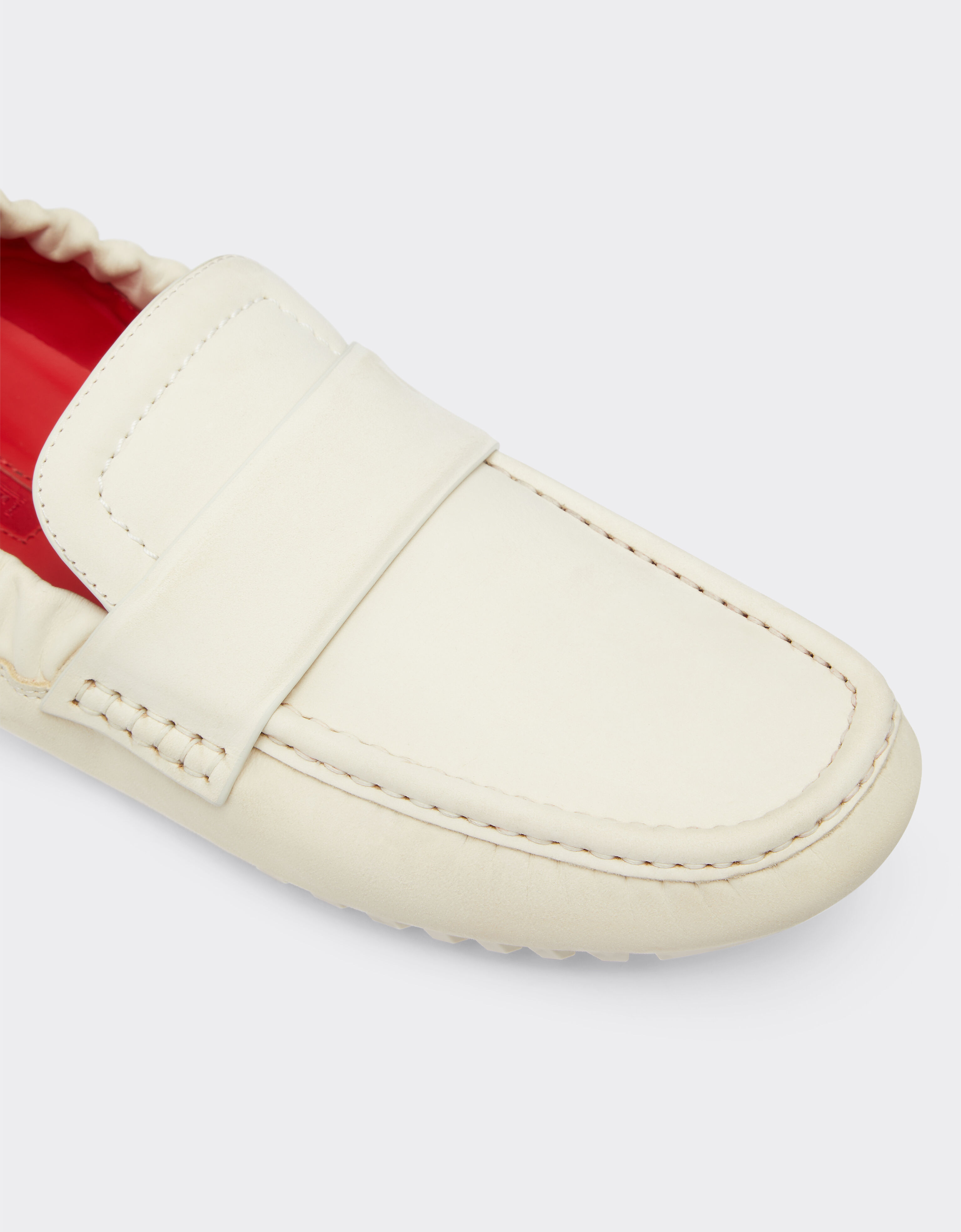 Ferrari Driver loafers in nubuck leather Ecru 22034f