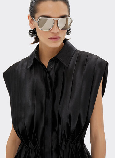 Ferrari Pleated shirt in liquid satin Black 21631f