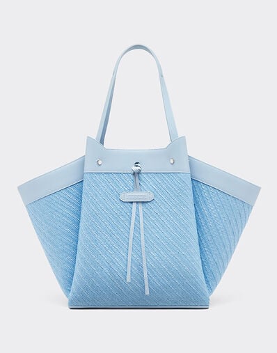 Ferrari Large Ferrari raffia and leather tote bag Steel Blue 49110f
