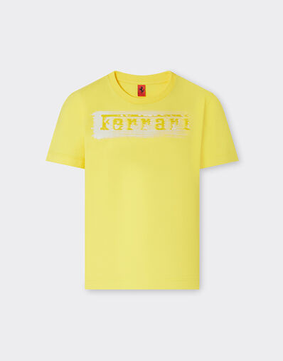 Ferrari Cotton T-shirt with brushed-effect Ferrari logo Giallo Modena 22464fK
