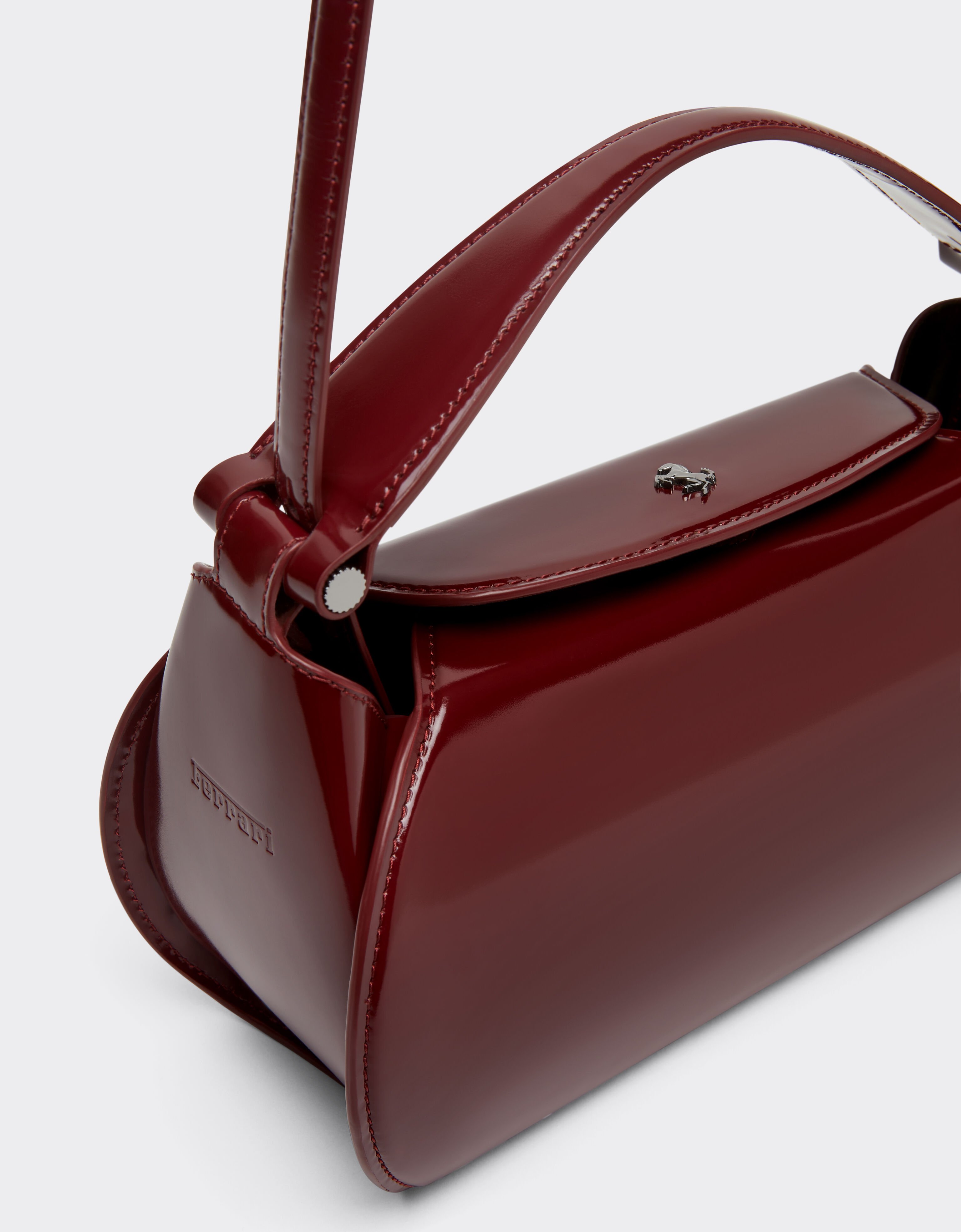 Ferrari Ferrari Dino top handle bag in glossy leather Cherry 49140f