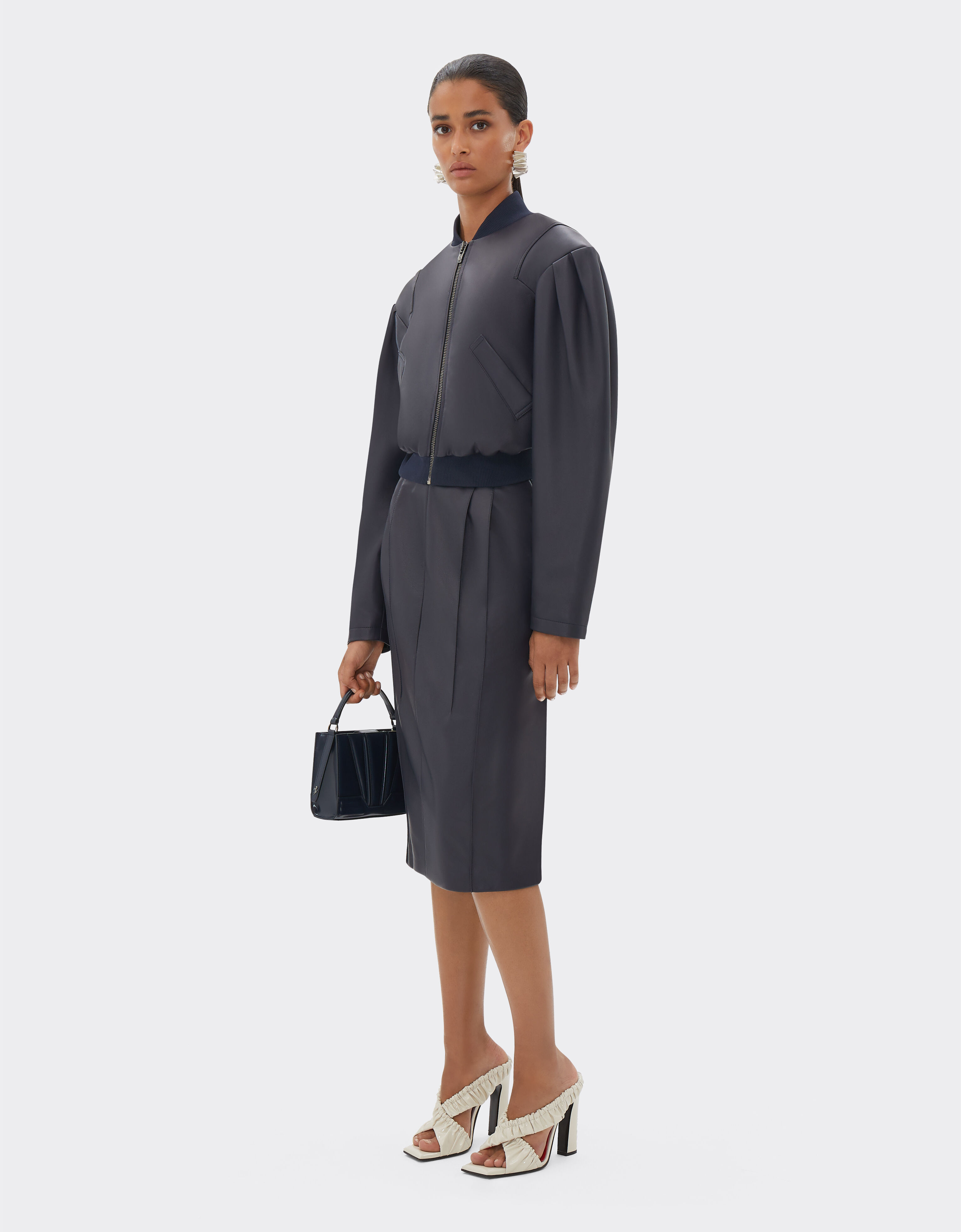 Ferrari Midi skirt in nappa leather Navy 21888f