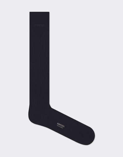 Ferrari Lisle thread knee-high socks with Ferrari logo Navy 22314f