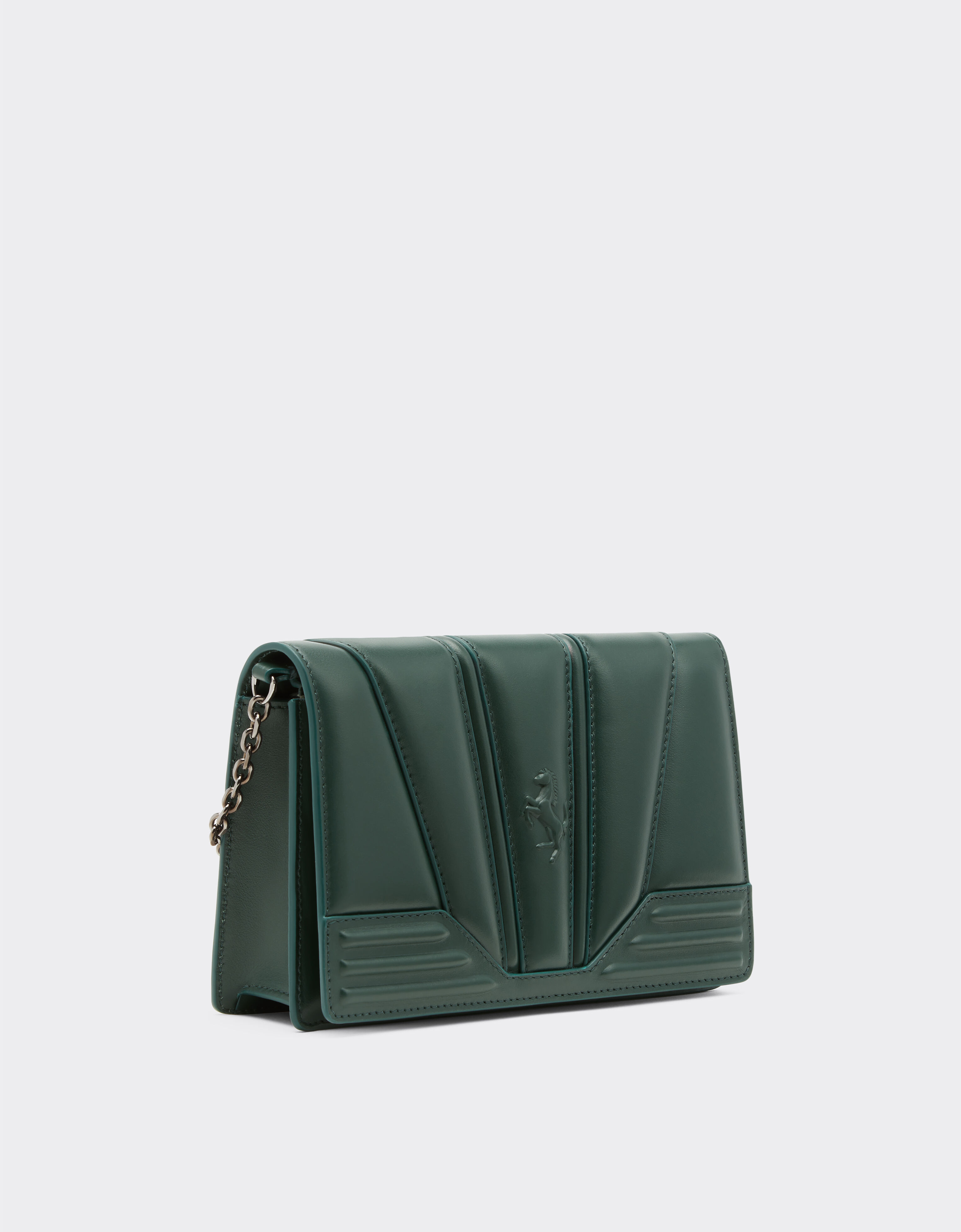 Ferrari GT clutch cartera de piel con cadena en Dark Green Ferrari