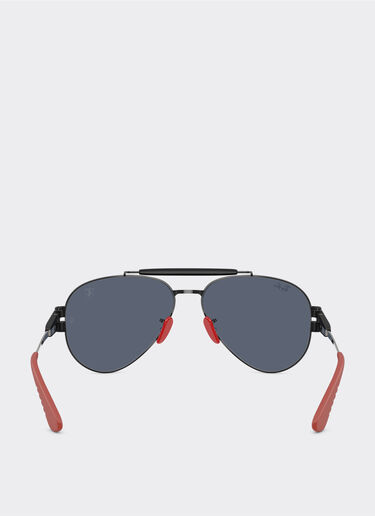 Ferrari Ray-Ban for Scuderia Ferrari RB3762M in black metal with dark grey lenses Black LA01Af