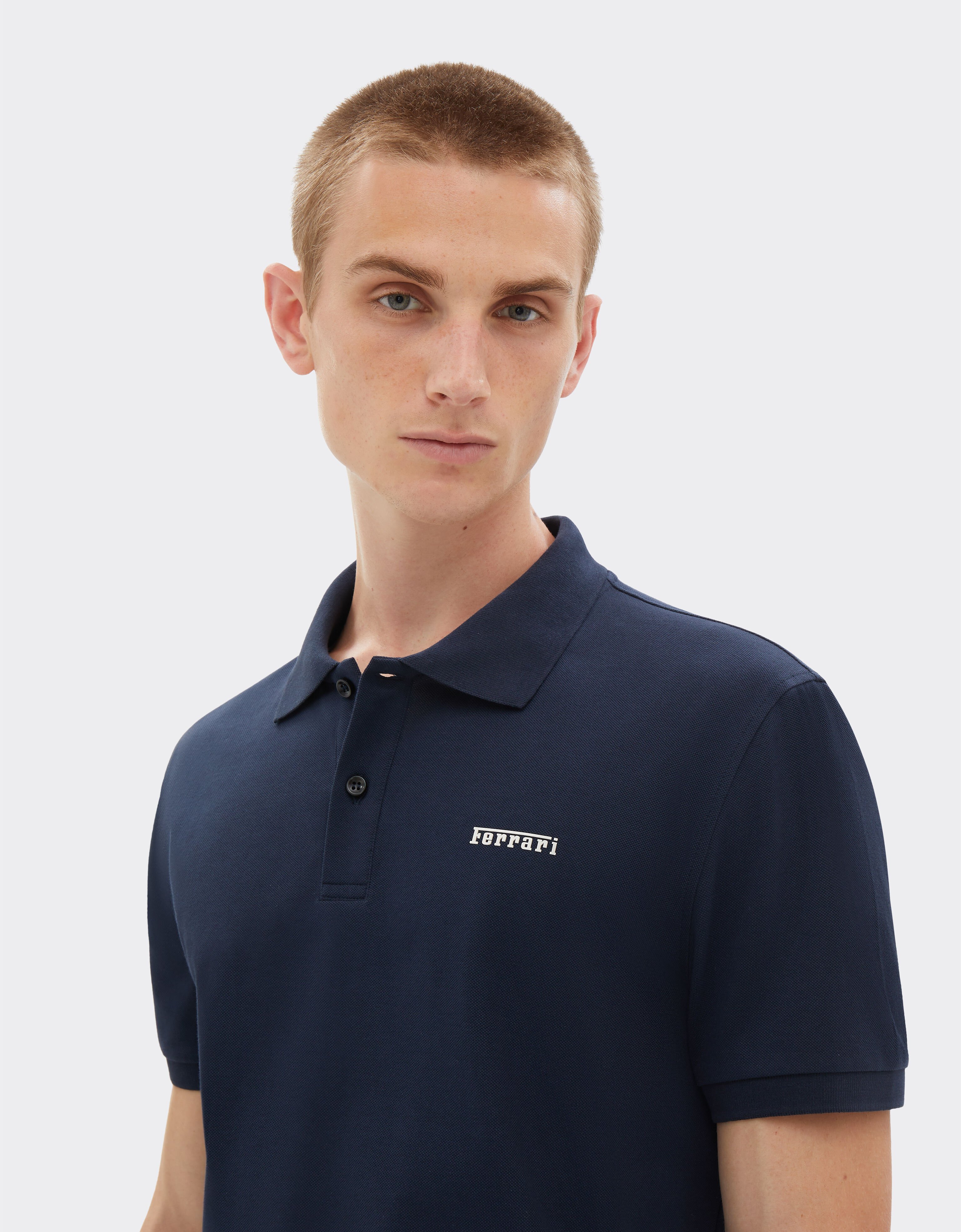 Ferrari Polo in cotone con logo Ferrari Navy 21277f