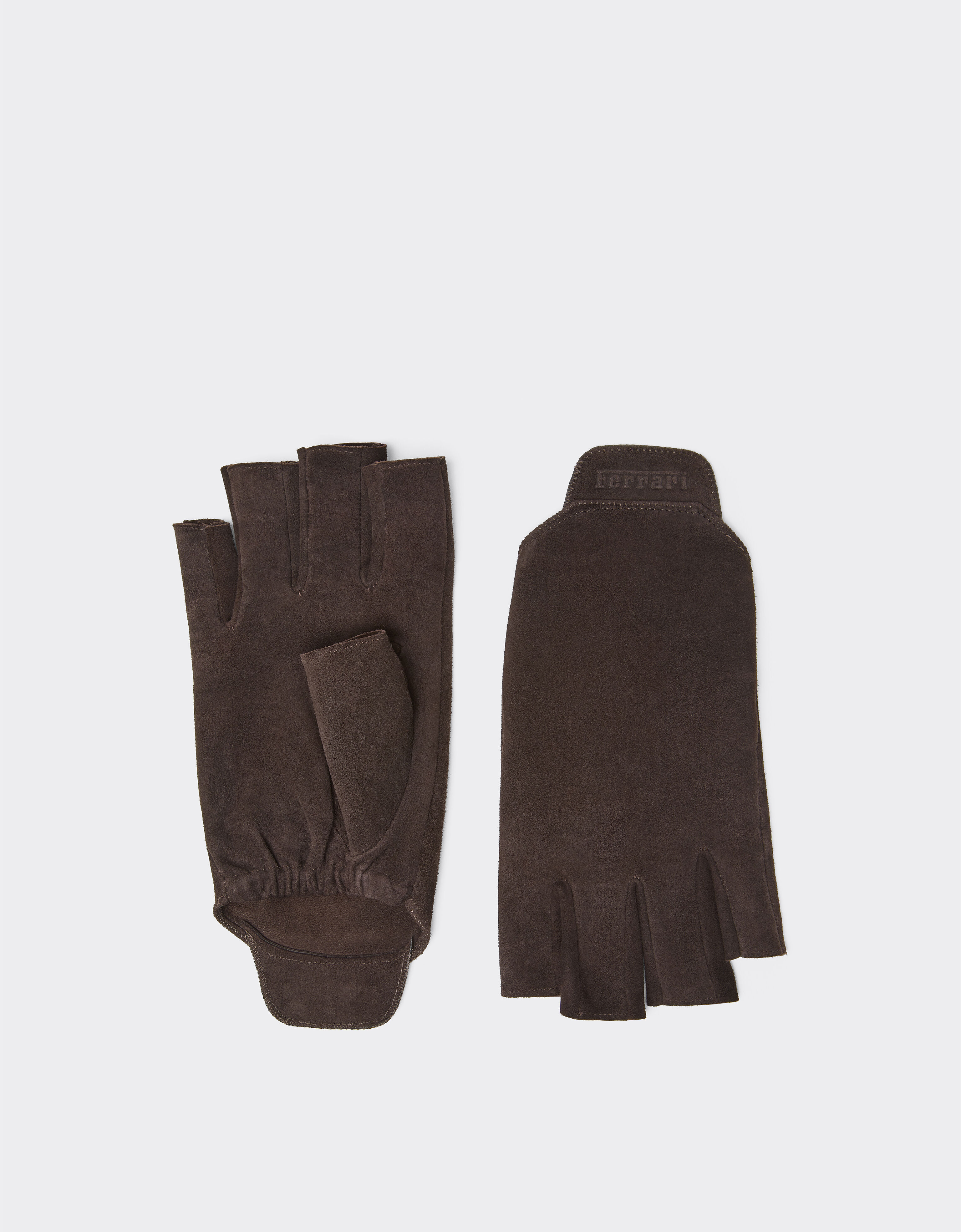 Ferrari Fingerless suede gloves Marrone Scuro 51069f